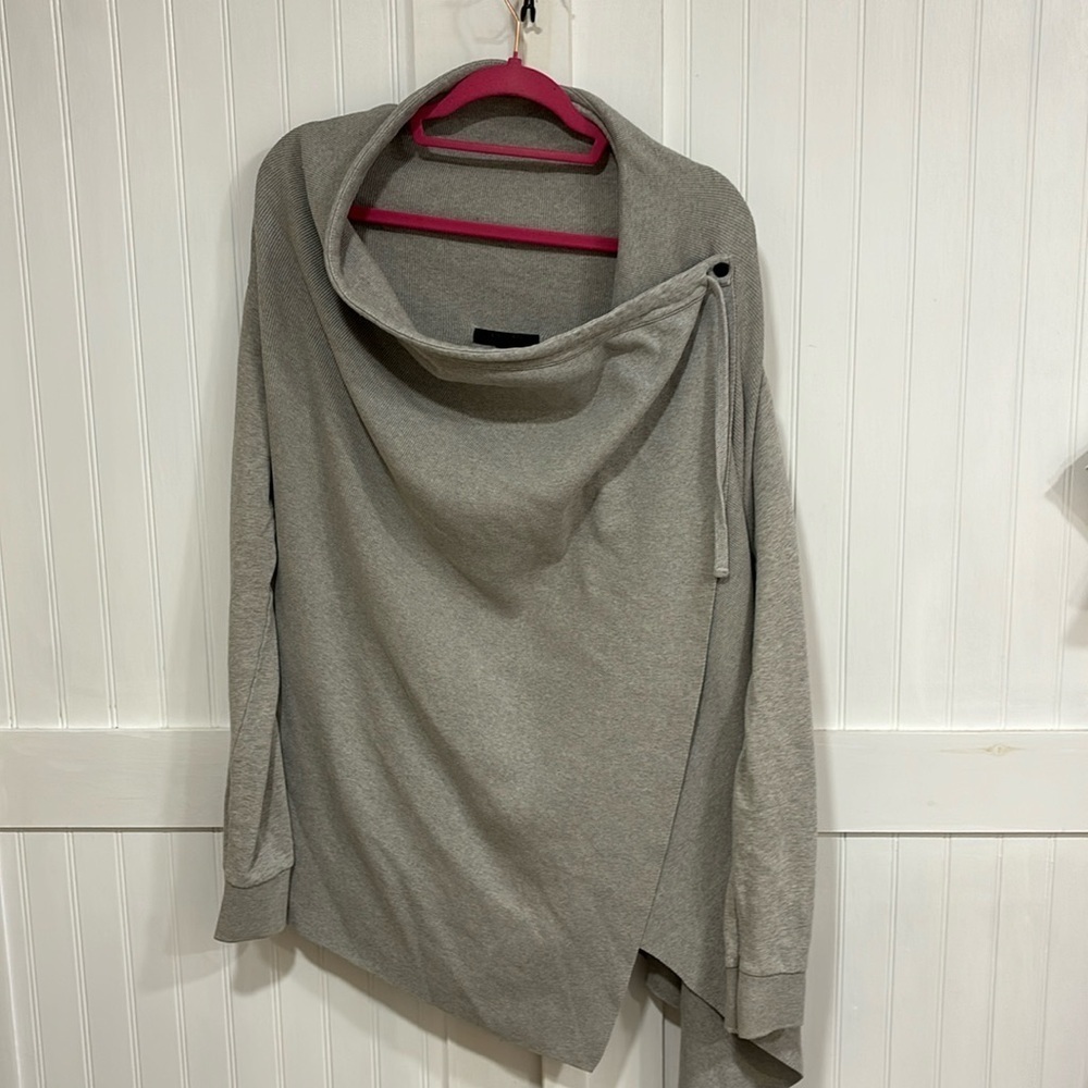 All Saints 100% cotton Cowell neck/cardigan, drape very light, gray color size S
